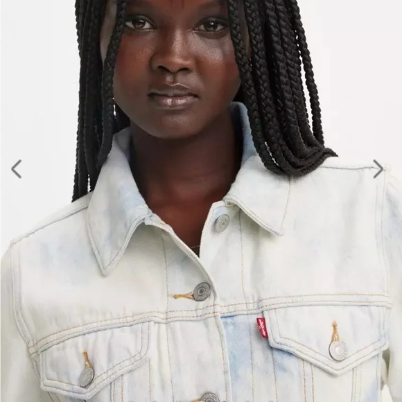 Levi’s Acid Wash Original Trucker Cropped Jean Jacket XL - Picture 3 of 12